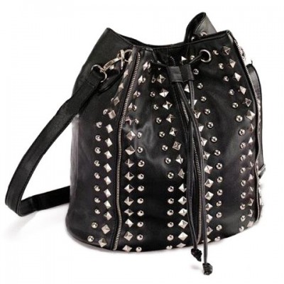 Trendy Women's Crossbody Bag With Solid Color and Rivets Design